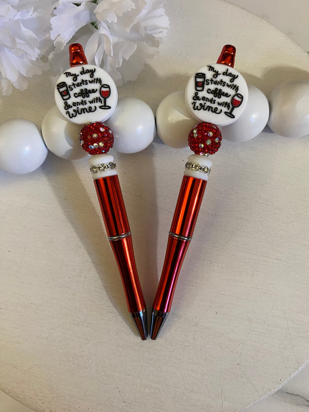 June Collection - RTS - “My Day Starts With…” Retractable Beaded Pens