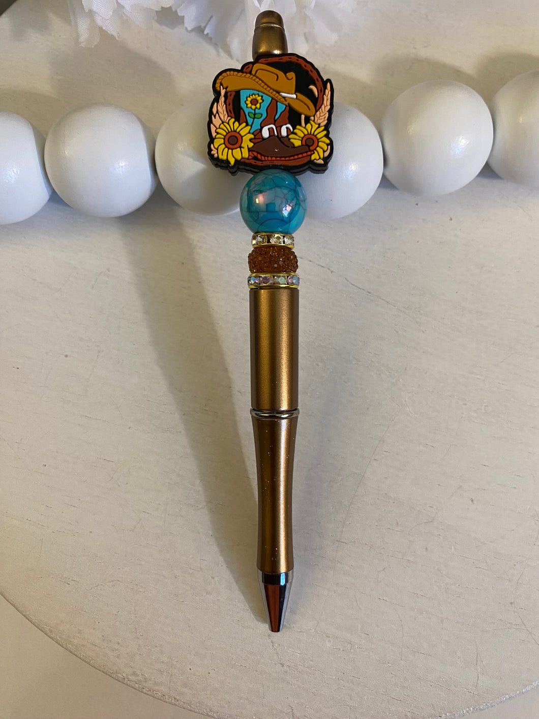 June Collection - RTS - “Sunflowers Boots” Retractable Beaded Pens