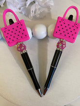 Load image into Gallery viewer, June Collection - RTS - “Dark Pink Beach Bag”  Retractable Beaded Pens
