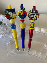 Load image into Gallery viewer, &quot;Autism Awareness Collection&quot; - &quot;Autism Awareness Rainbow&quot; - Retractable Beaded Pens
