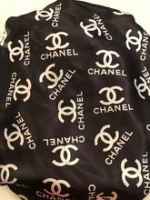 Load image into Gallery viewer, Satin Reversible Hair Bonnet - &quot;Chanel Logo Inspired&quot;
