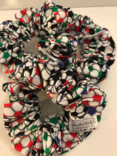 Load image into Gallery viewer, &quot;Soccer Balls&quot; Medium Scrunchies
