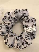 Load image into Gallery viewer, &quot;Soccer Balls&quot; Medium Scrunchies
